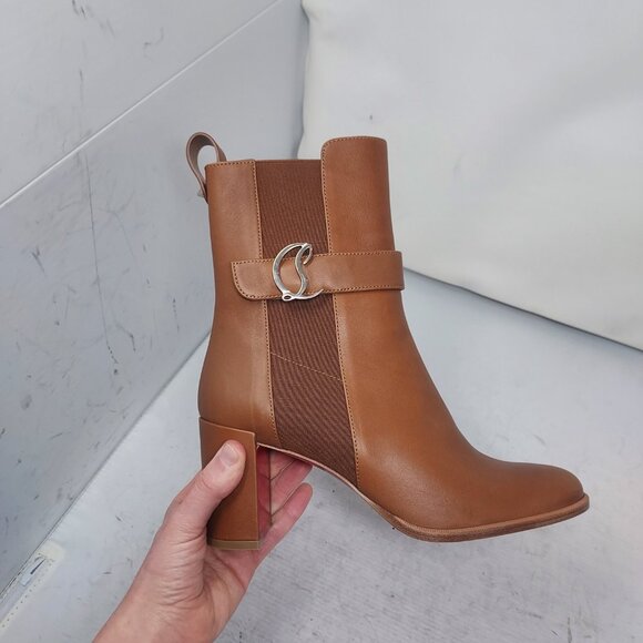 Christian Louboutin Brown Leather CL Chelsea Heel Boot - Picture 3 of 10